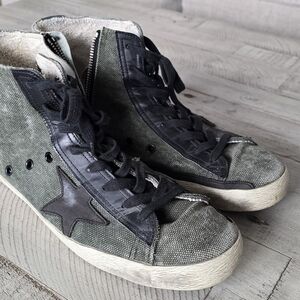 Golden Goose Green and Black High-Top Sneakers